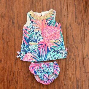 Lilly Pulitzer Tropical Print Kids Dress with Bloomers